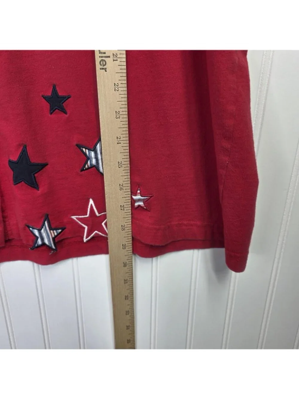 Onque Woman Shirt Womens 1X Red Patriotic Star Embroidered Button Top Casual
